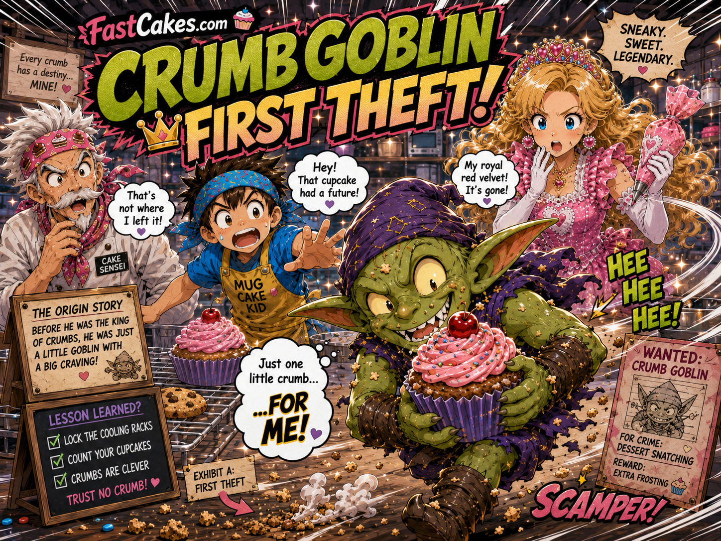 Crumb Goblin attempting to steal cupcakes from the solar cart