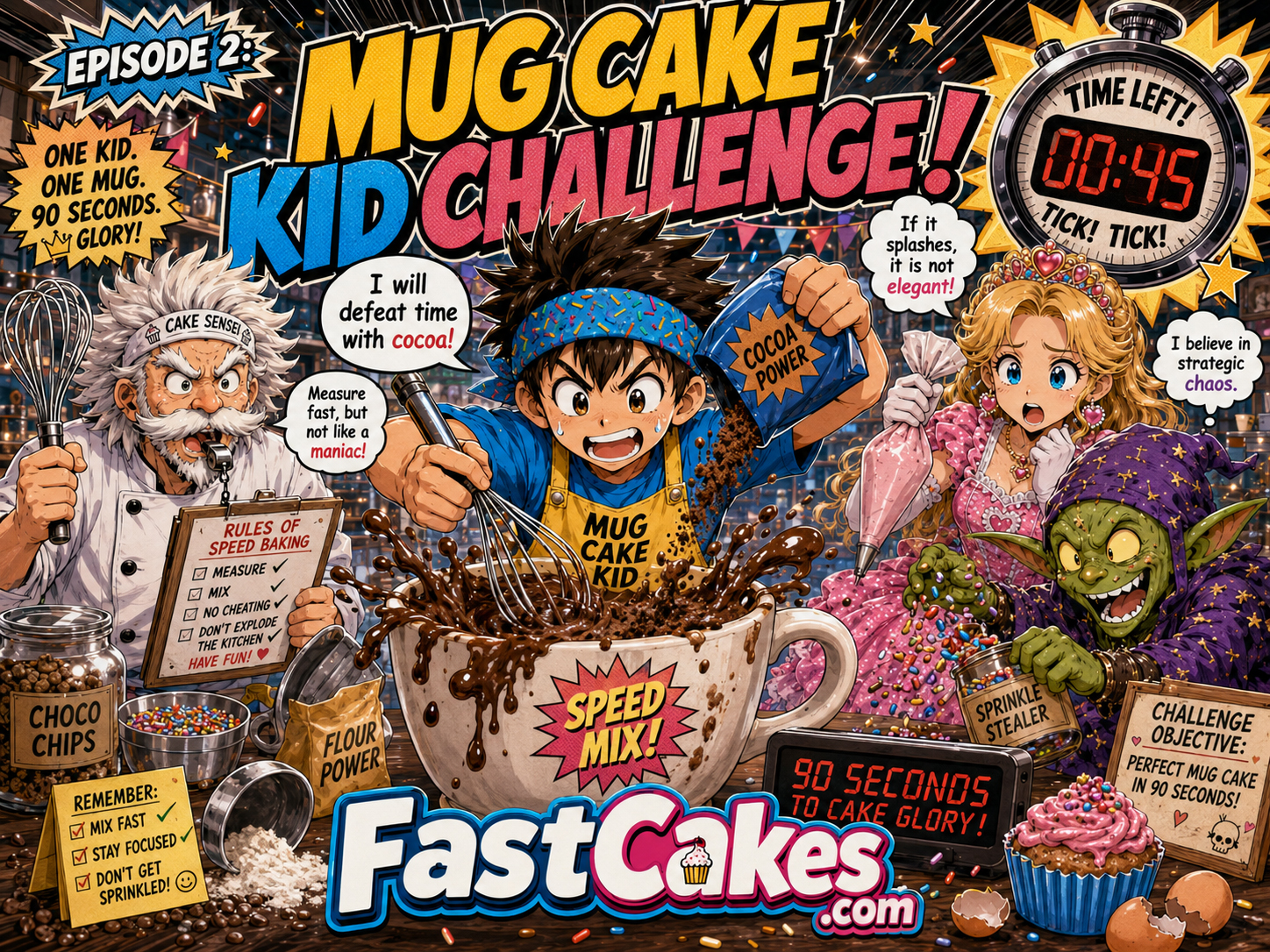 Mug Cake Kid accepting the challenge in Episode 2