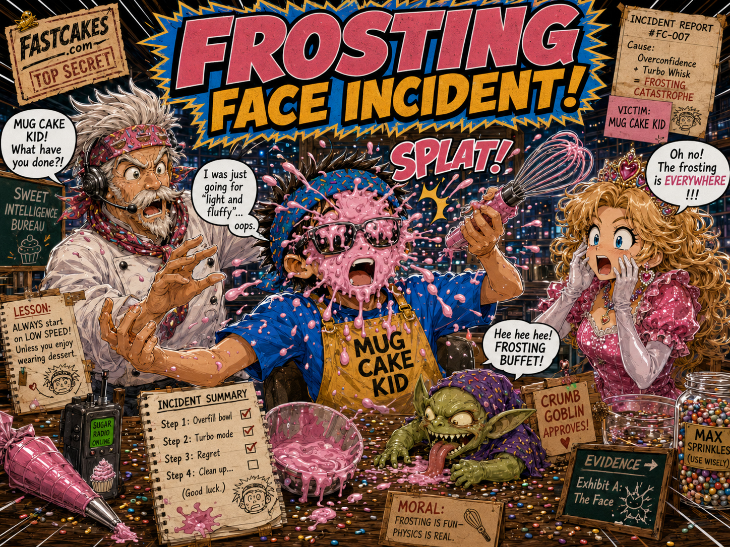Frosting face incident after a dessert mistake
