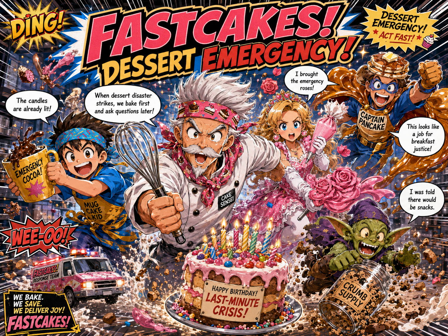 Cake Sensei and the FastCakes dessert emergency team racing to solve a cake crisis