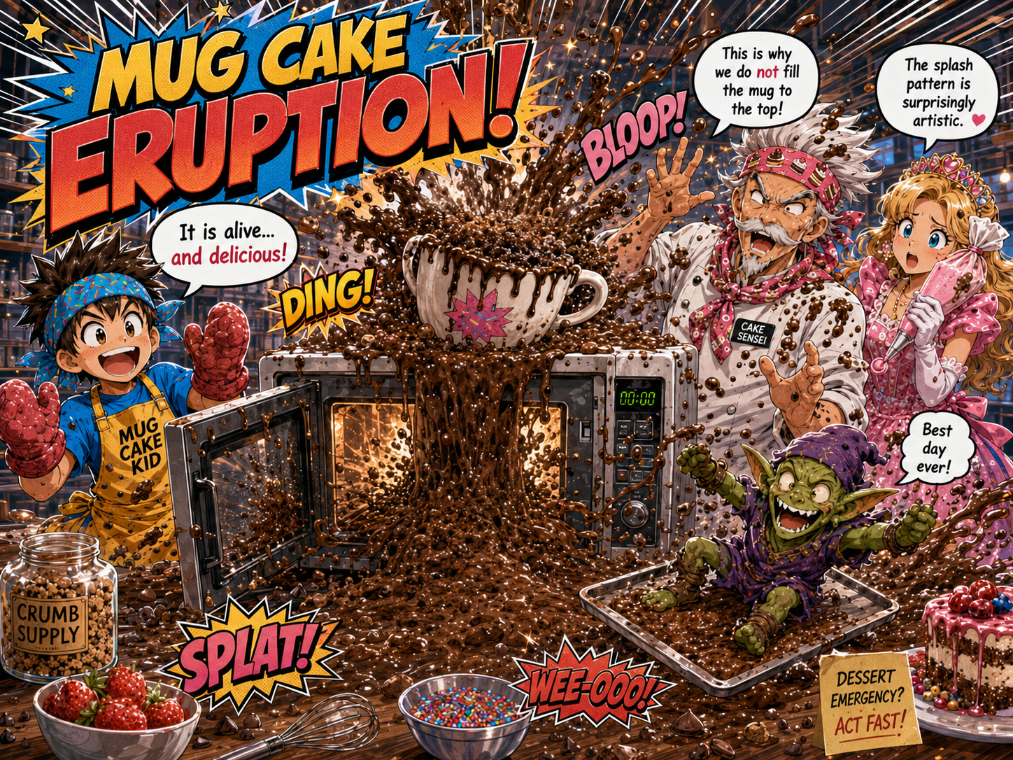 Mug cake eruption in the microwave