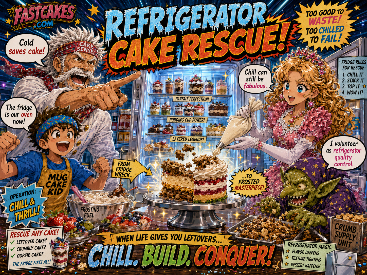 Refrigerator cake rescue for office dessert emergency