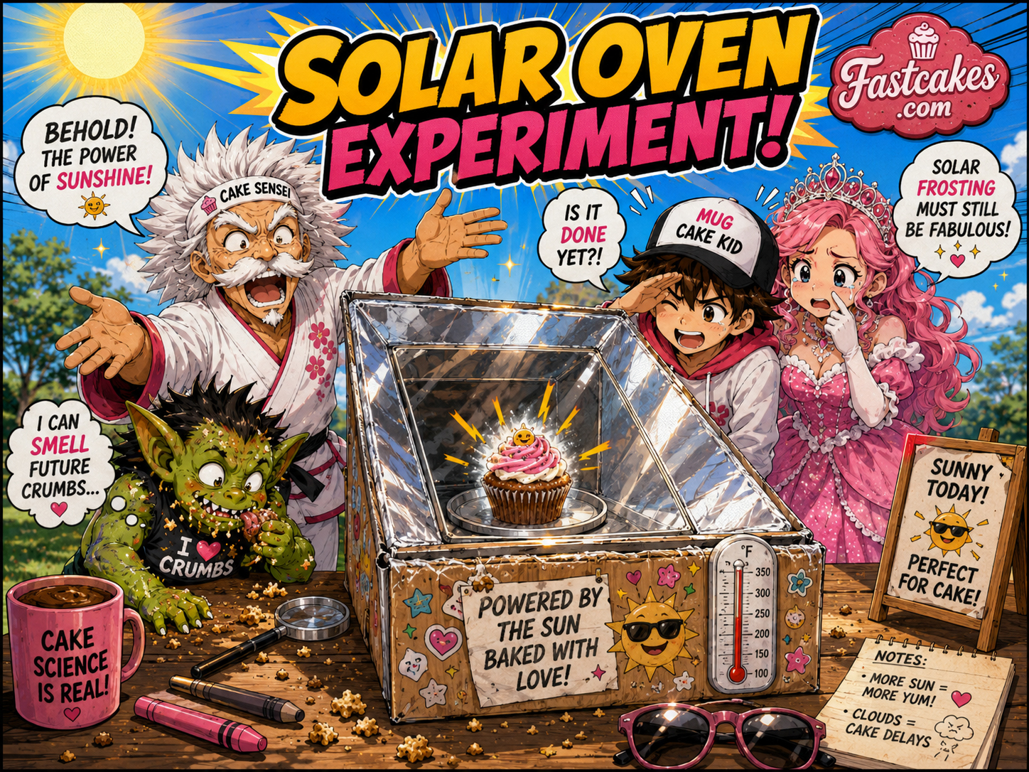 Cake Sensei testing a solar oven dessert experiment